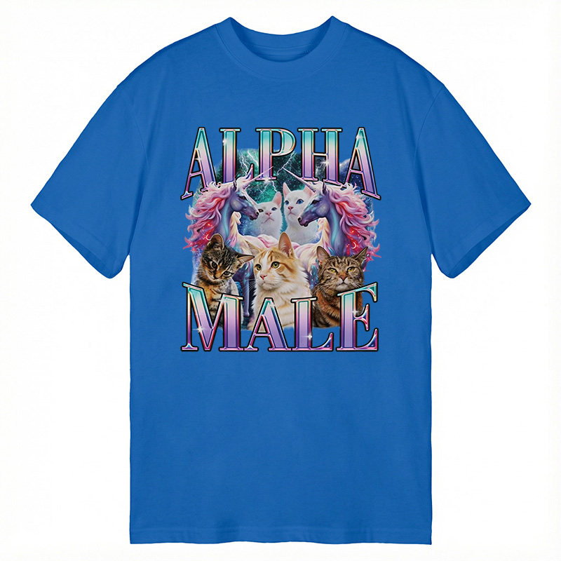 Modecanvas Alpha Male Unicorn Cat DTG Printing Classic T-Shirt-modecanvas