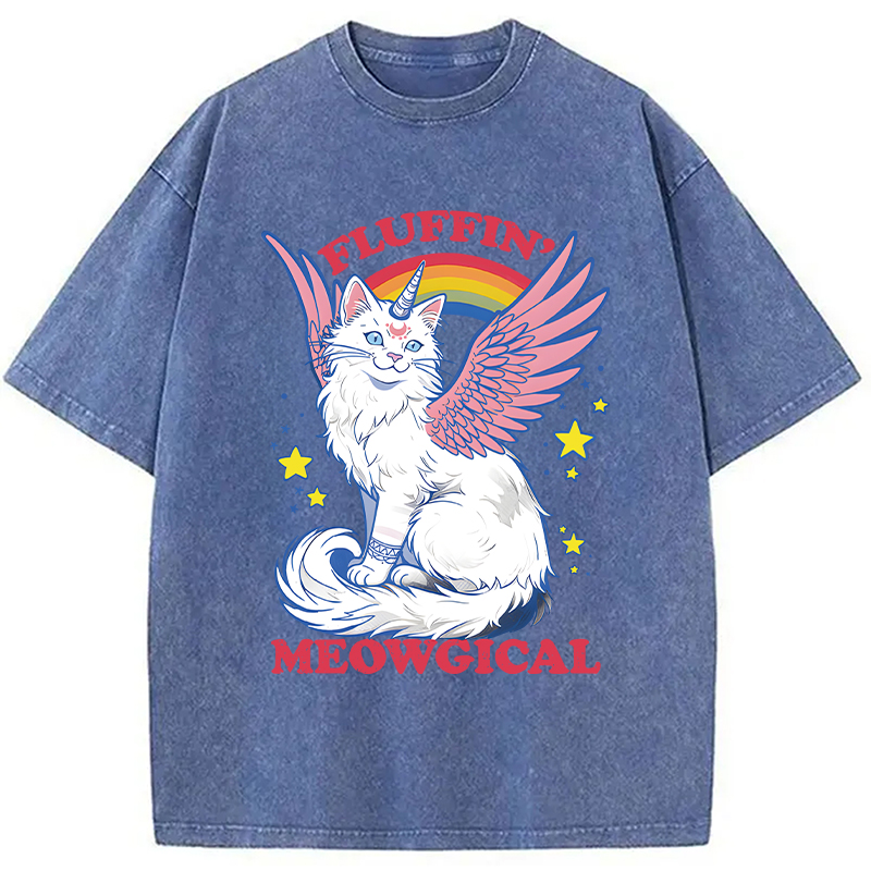 Modecanvas Fluffin Meowgical DTG Printing Washed T-Shirt