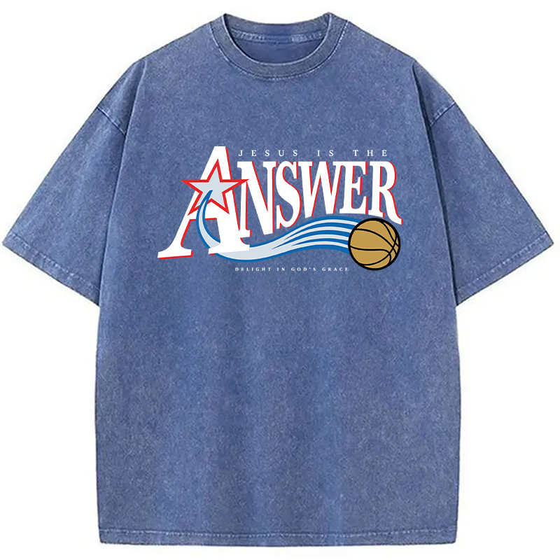 Modecanvas Jesus Is The Answer DTG Printing Washed T-Shirt