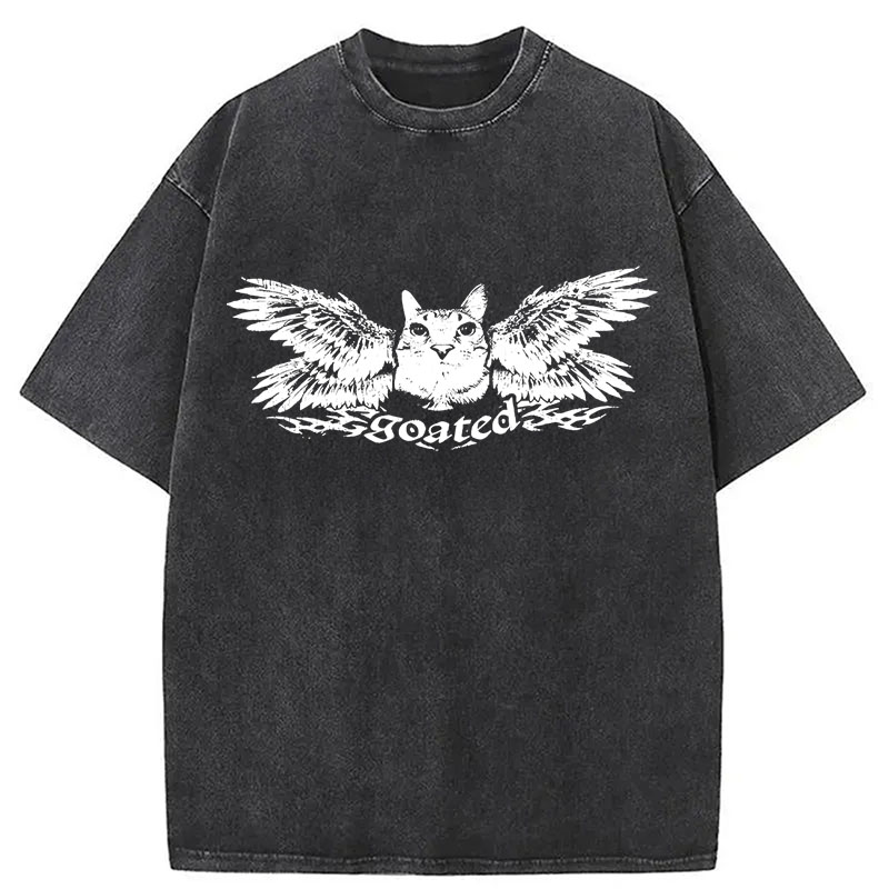 Modecanvas Grunge Kitten DTG Printing Washed T-Shirt