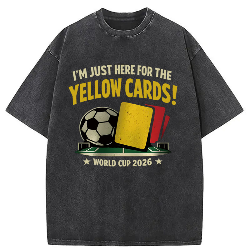 Modecanvas Funny Yellow Card Soccer DTG Printing Washed T-Shirt