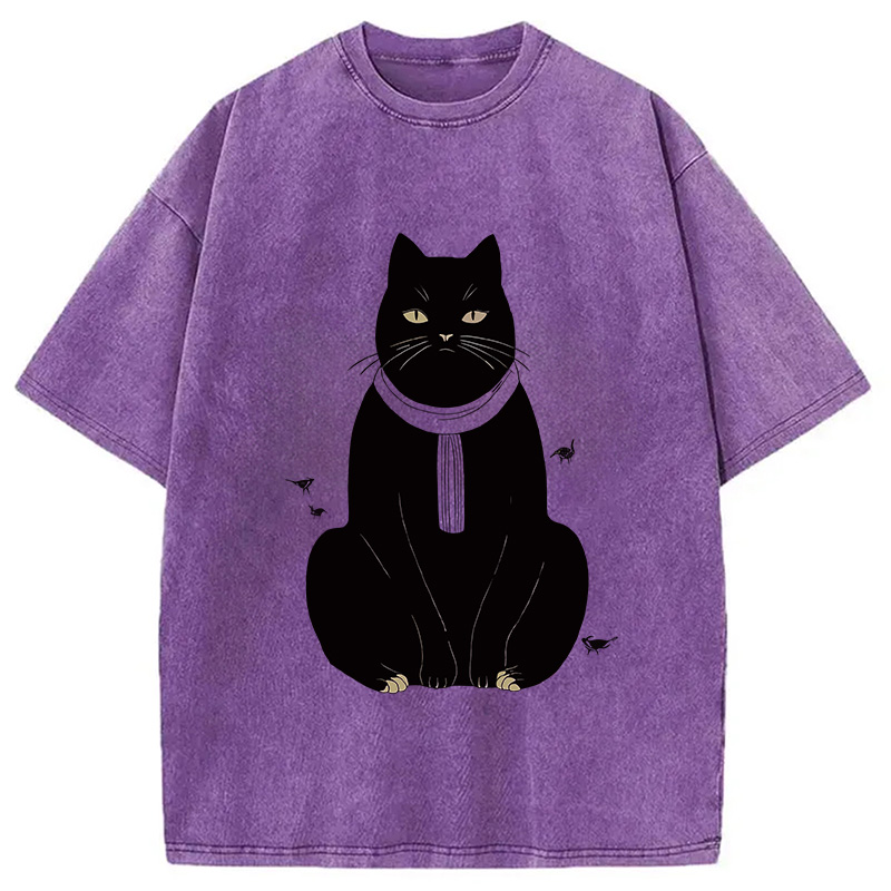 Modecanvas Japanese Cat With Scarf Washed T-Shirt