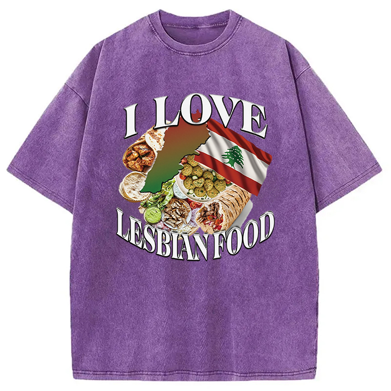 Modecanvas I Love Lesbian Food Washed T-Shirt