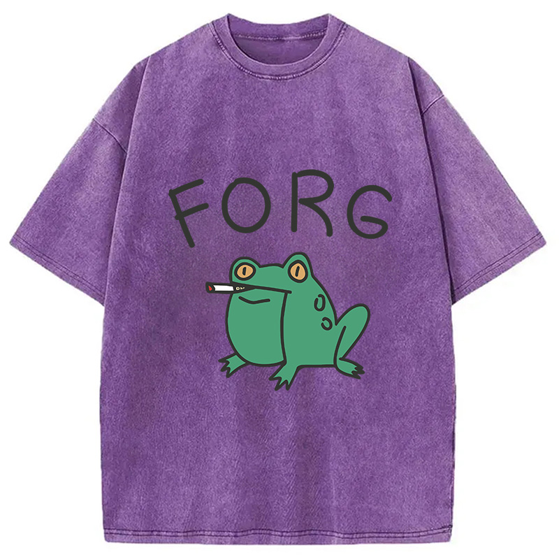 Modecanvas Smoking Frog Washed T-Shirt-modecanvas