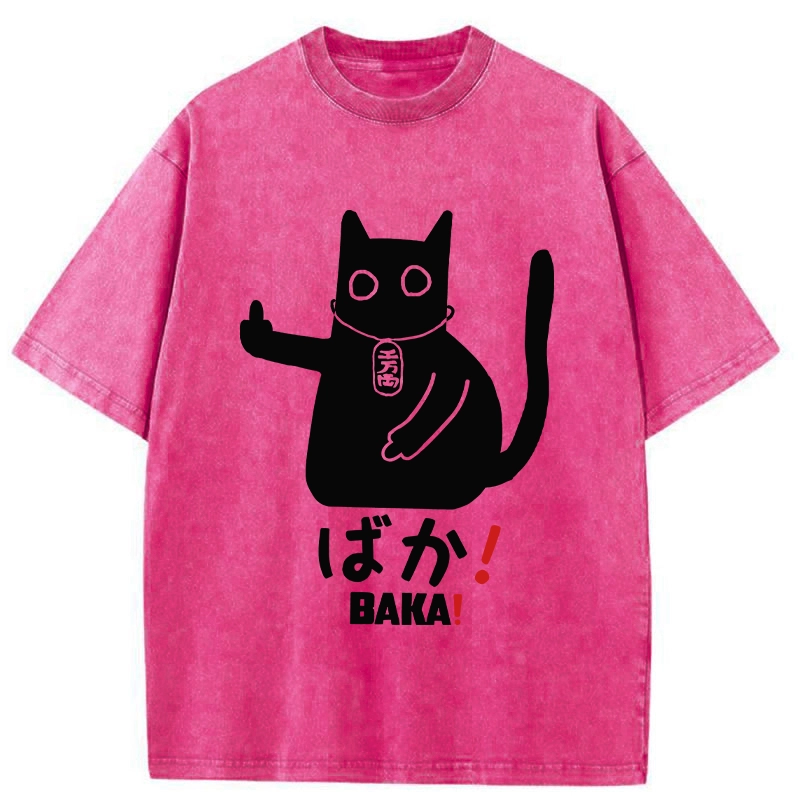 Modecanvas Japanese Baka Cat Washed T-Shirt