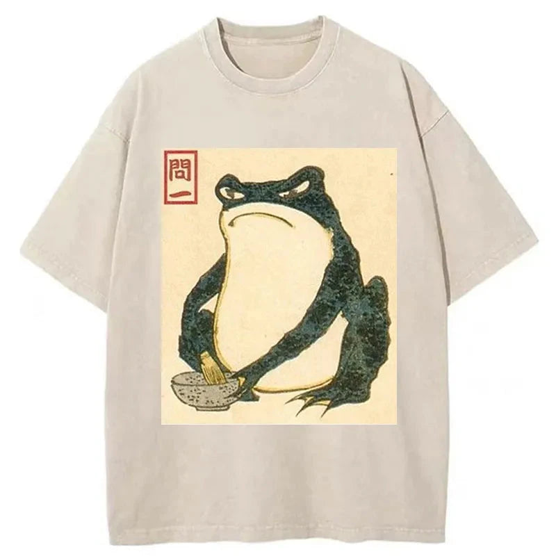 Modecanvas Matsumoto Hoji Japanese Frog Washed T-Shirt-modecanvas