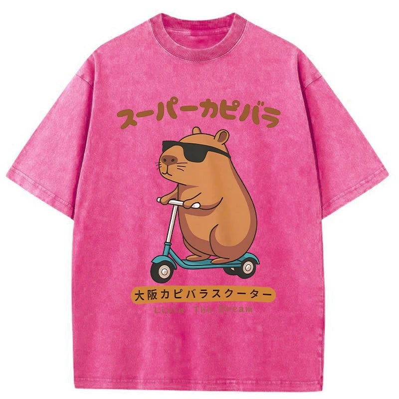 Modecanvas Osaka Capybara Scooter Washed T-Shirt