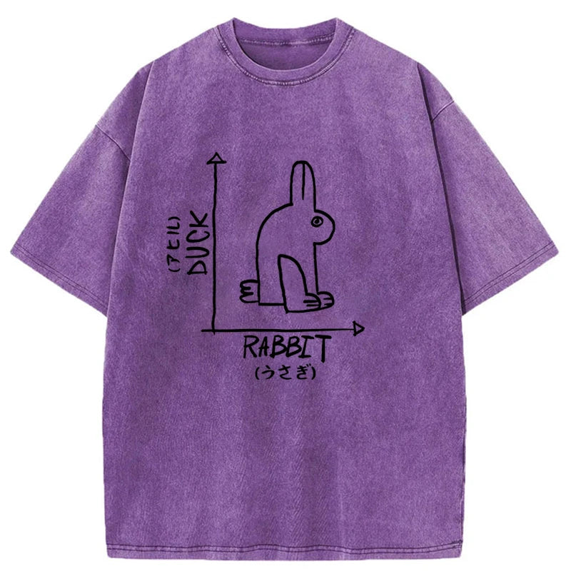 Modecanvas A Rabbit And A Duck Washed T-Shirt