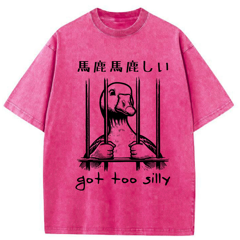 Modecanvas Got Too Silly Washed T-Shirt-modecanvas