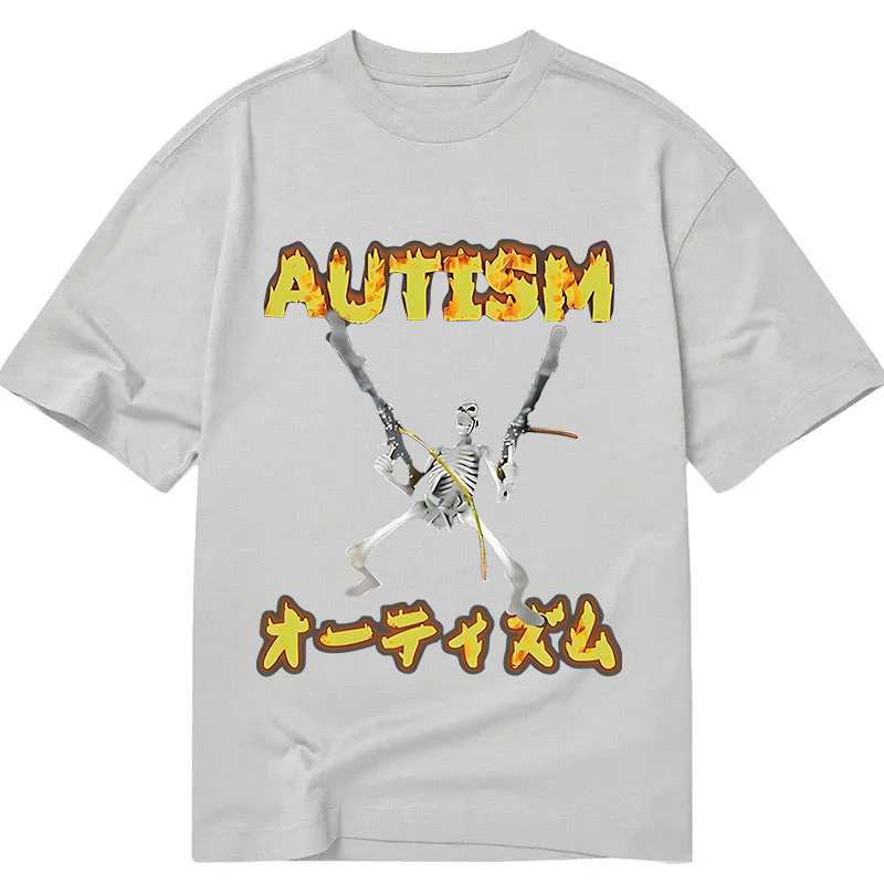 Modecanvas Autism Funny Skeleton DTG Printing Classic T-Shirt-modecanvas