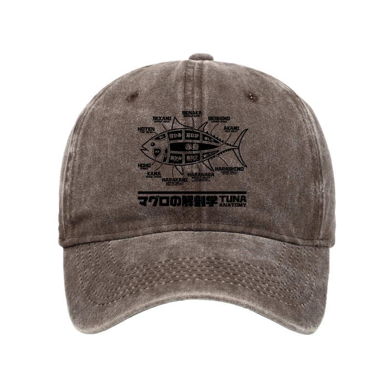 Modecanvas Tuna Dissection Map Japanese Washed Cap-modecanvas