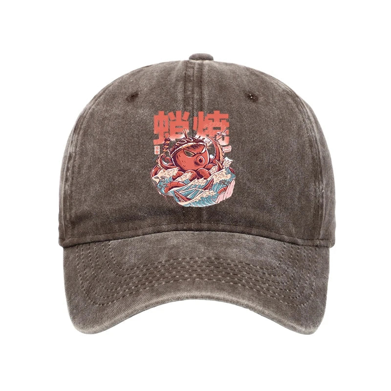 Modecanvas The Great Wave Takoyaki Japanese Washed Cap-modecanvas