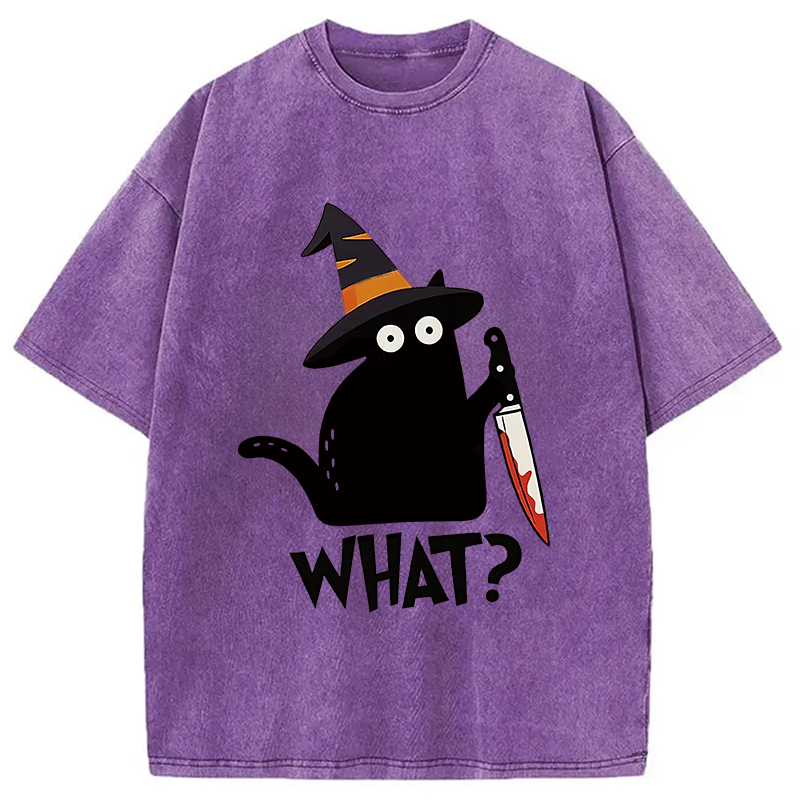 Modecanvas Halloween Back Cat Washed T-Shirt