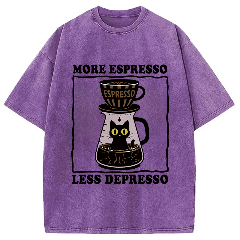 Modecanvas Cats And Coffee Washed T-Shirt