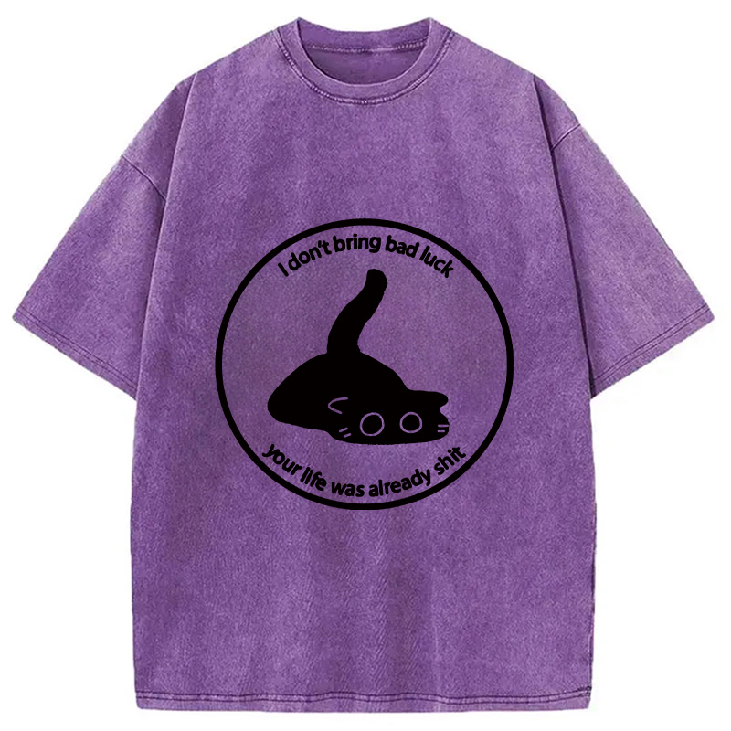 Modecanvas Cat Are Not The Source Of Bad Luck Washed T-Shirt