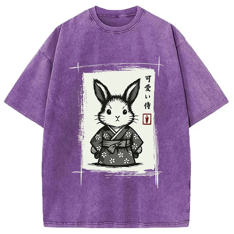 Modecanvas Woodcut Bunny Washed T-Shirt