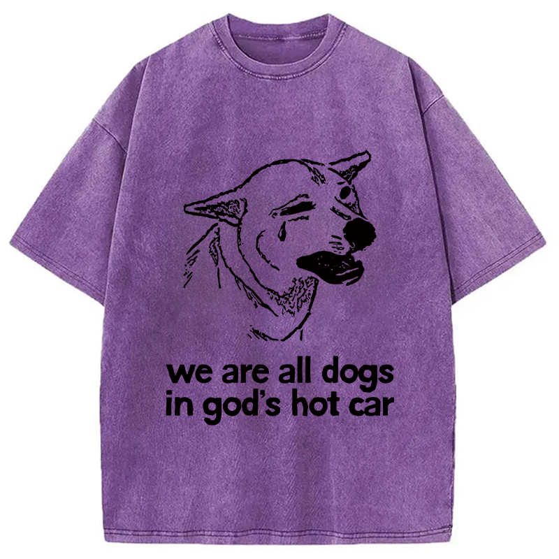 Modecanvas Sad Dog Funny Washed T-Shirt-modecanvas