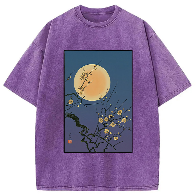 Modecanvas Vintage Moon Painting Washed T-Shirt