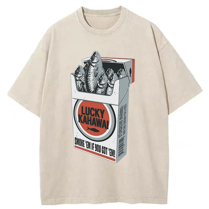 Modecanvas Japanese Lucky Kahawai Washed T-Shirt-modecanvas