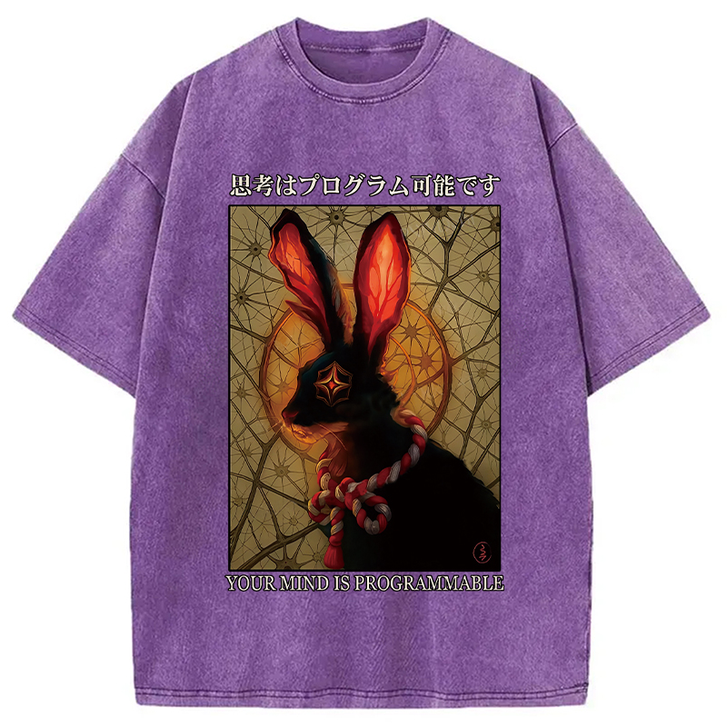 Modecanvas Funny Mind Is Programmable Rabbit Washed T-Shirt