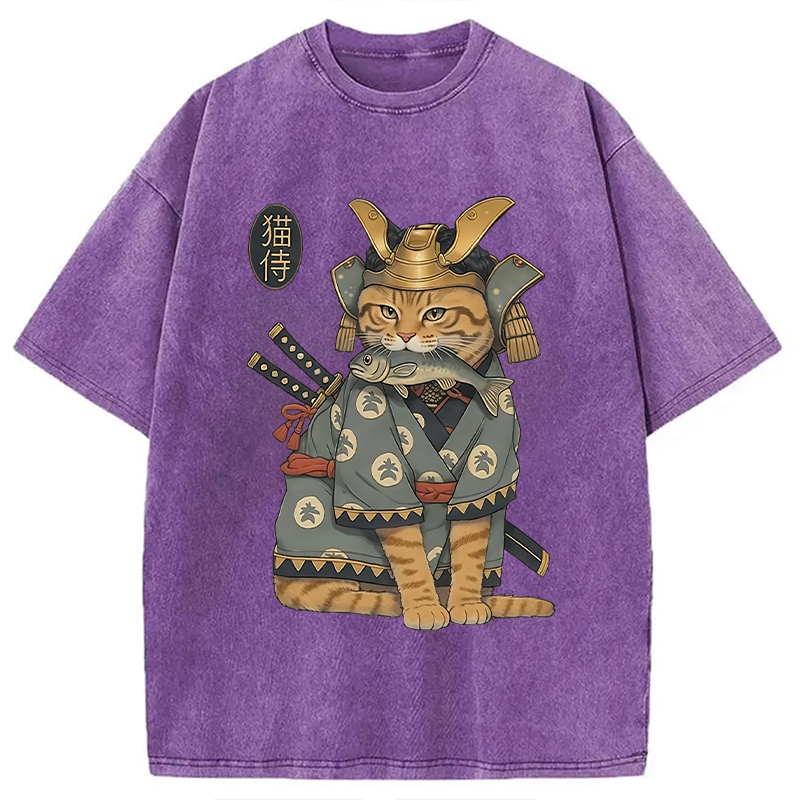 Modecanvas Cat Japanese Genera Washed T-Shirt