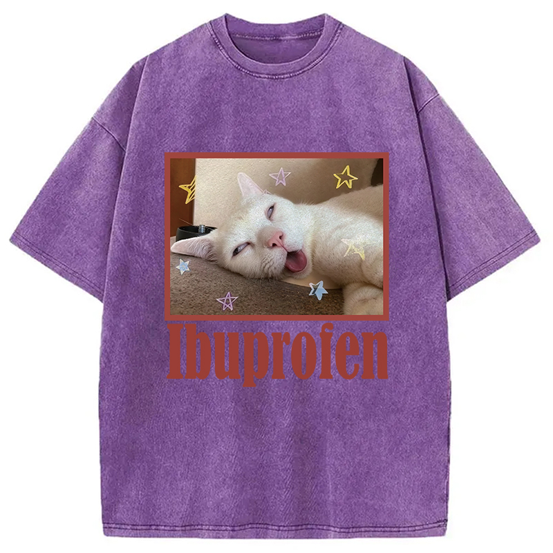 Modecanvas Buprofen Cat Meme Washed T-Shirt