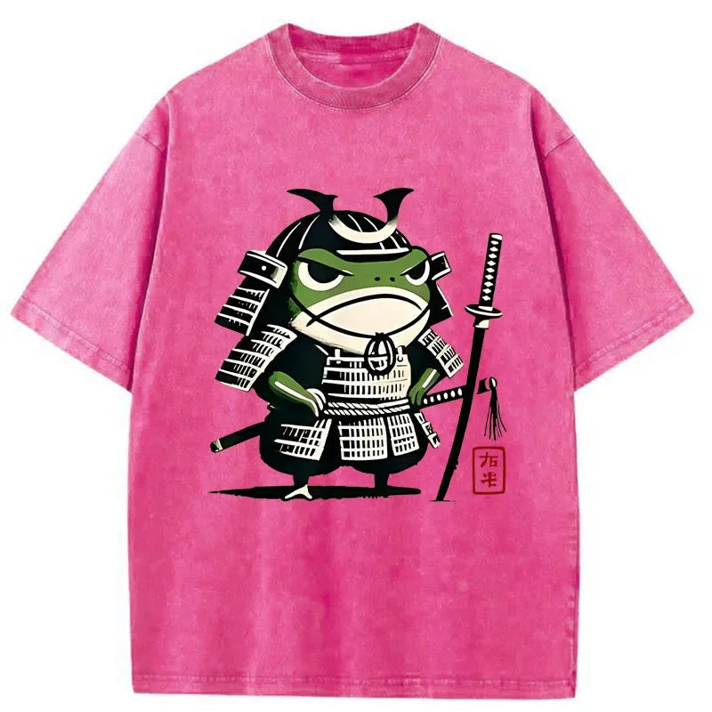Modecanvas Frog Samurai Japan Washed T-Shirt