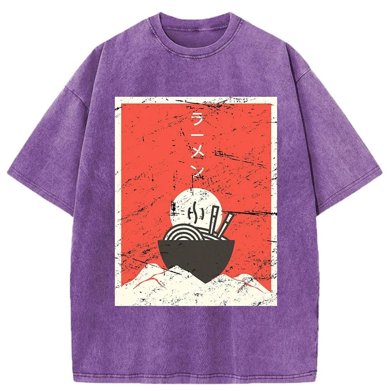 Modecanvas Vintage Japanese Anime Ramen Washed T-Shirt