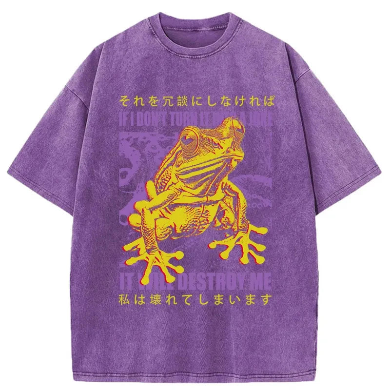 Modecanvas A Frog Prone To Emotional Breakdown Washed T-Shirt