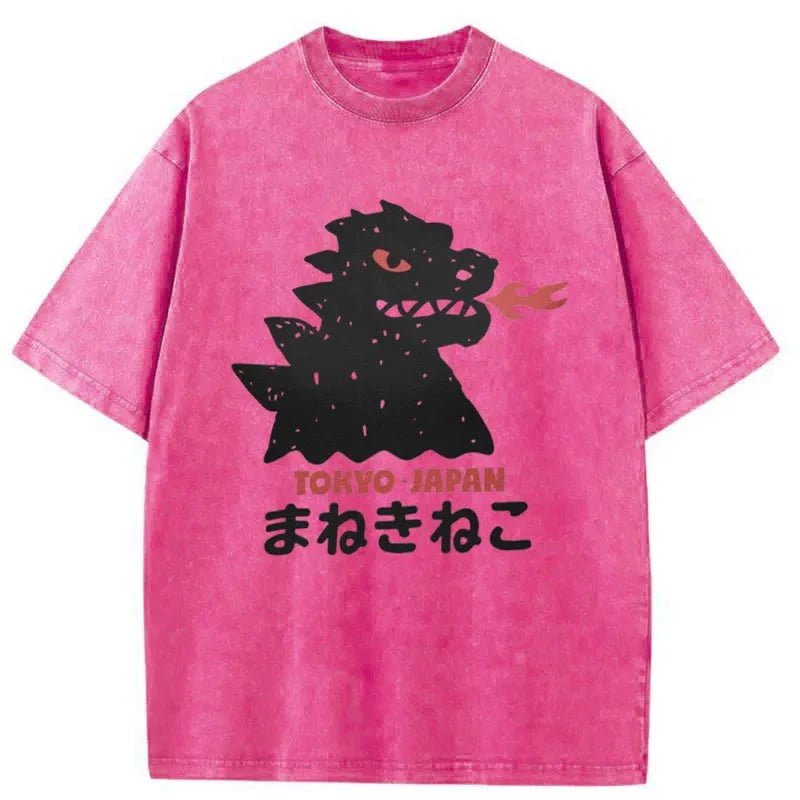 Modecanvas Japanese Fortune Cat Washed T-Shirt