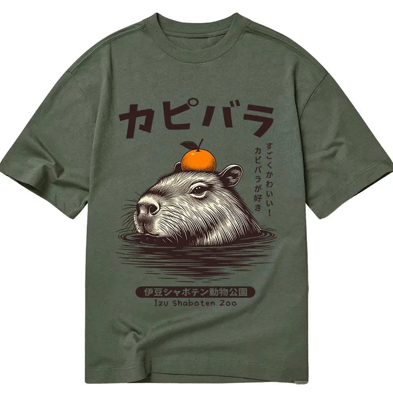 Modecanvas Capybara Hot Spring DTG Printing Classic T-Shirt-modecanvas