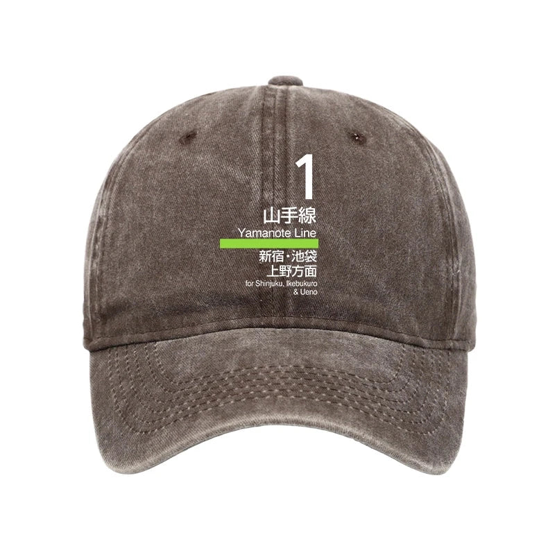 Modecanvas Tokyo Yamanote Line Platform Sign Washed Cap-modecanvas