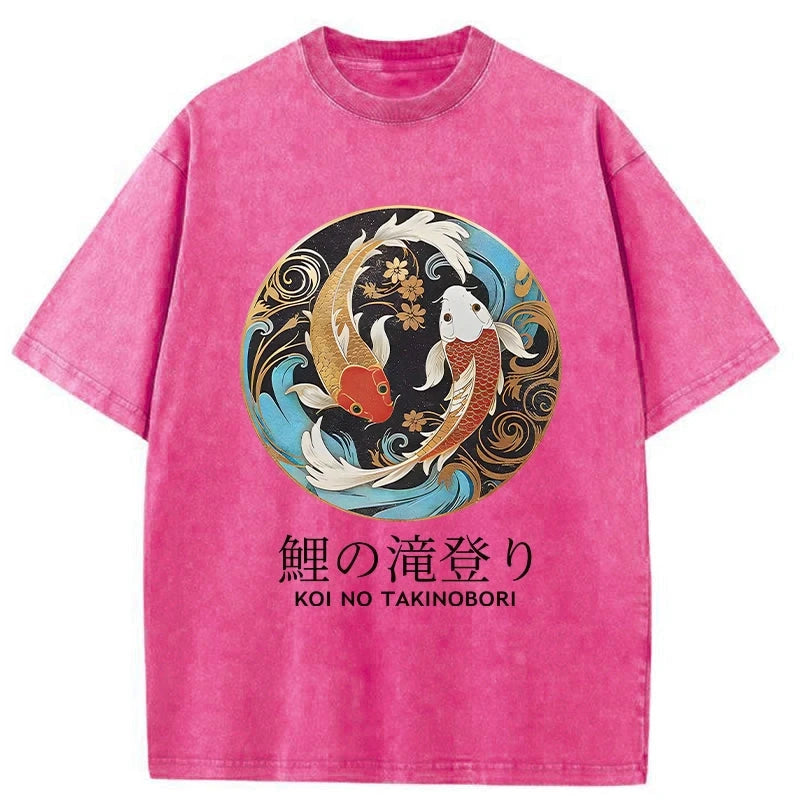 Modecanvas Two Koi Carps Washed T-Shirt
