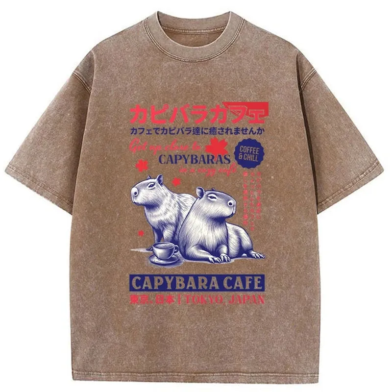 Modecanvas Tokyo Japan Capybara Cafe Washed T-Shirt