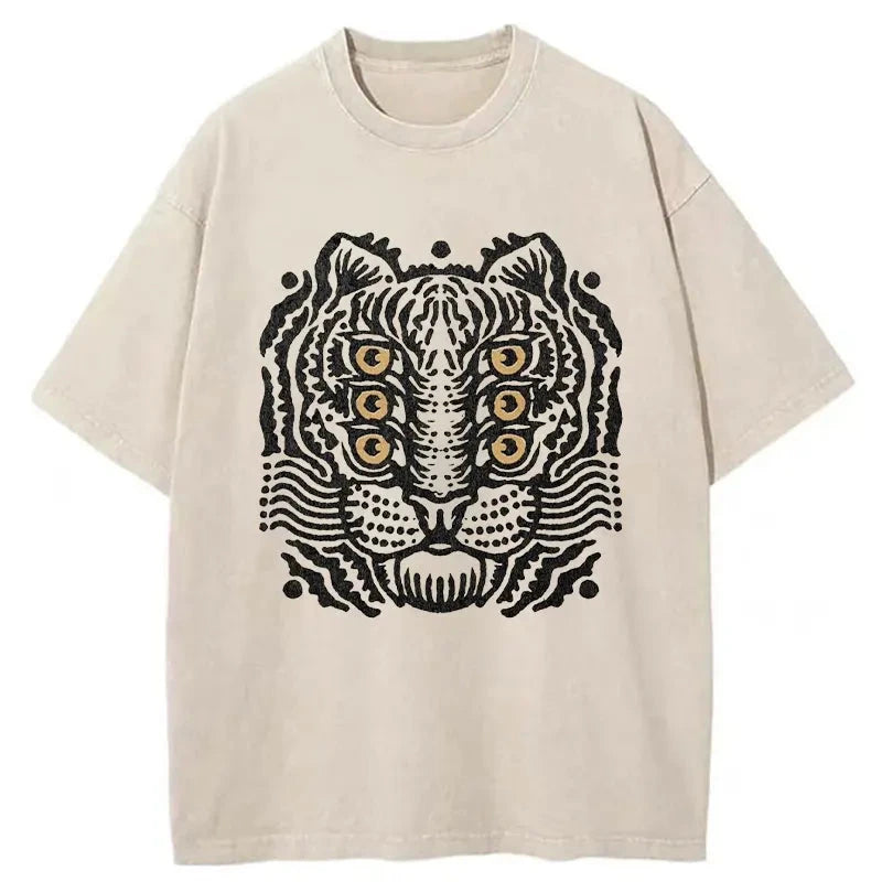 Modecanvas Six-eyed Cat Japanese Washed T-Shirt