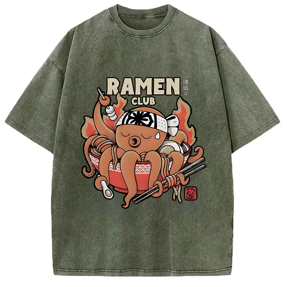 Modecanvas Octopus Ramen Washed T-Shirt