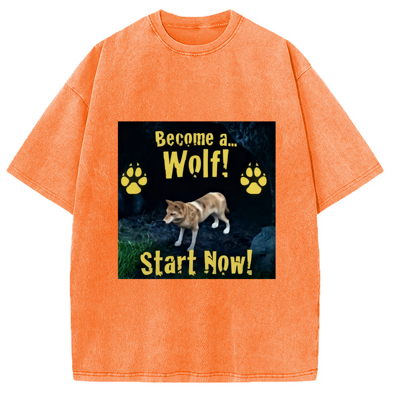 Modecanvas Become A Wolf Washed T-Shirt