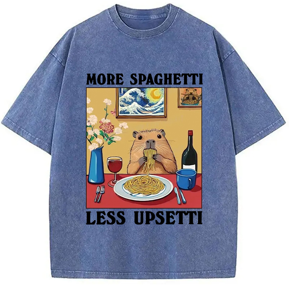 Modecanvas More Spaghetti Less Upsetti Capybara Washed T-Shirt