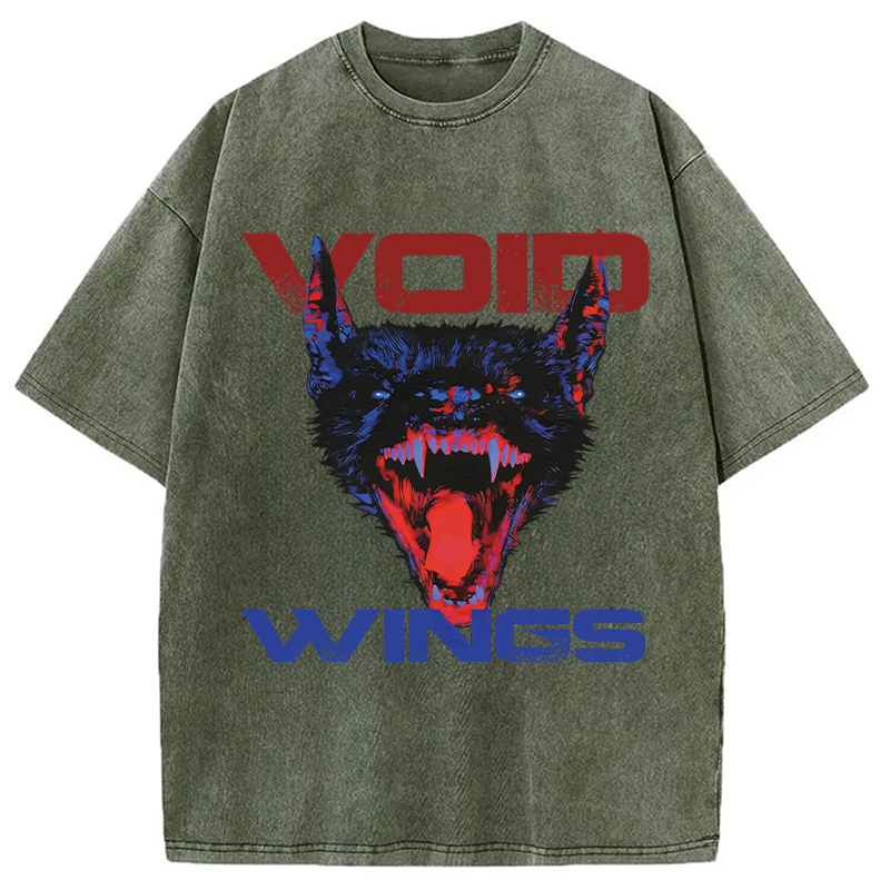 Modecanvas Gothic Vampire Bat DTG Printing Washed T-Shirt-modecanvas