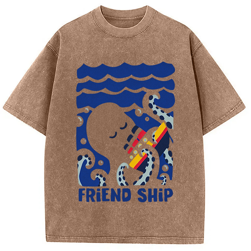 Modecanvas Friend Ship DTG Printing Washed T-Shirt
