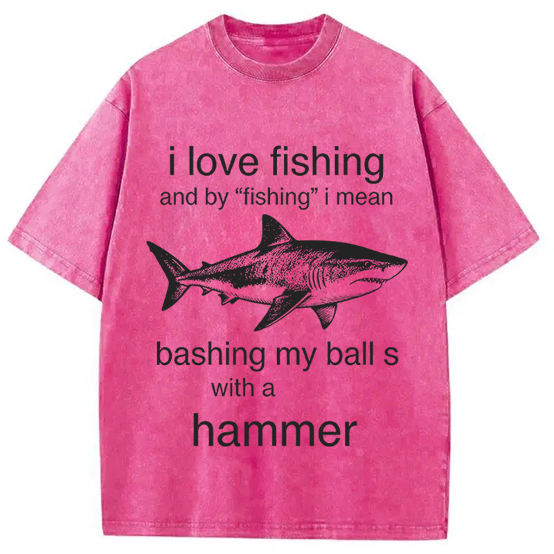 Modecanvas I Love Fishing DTG Printing Washed T-Shirt