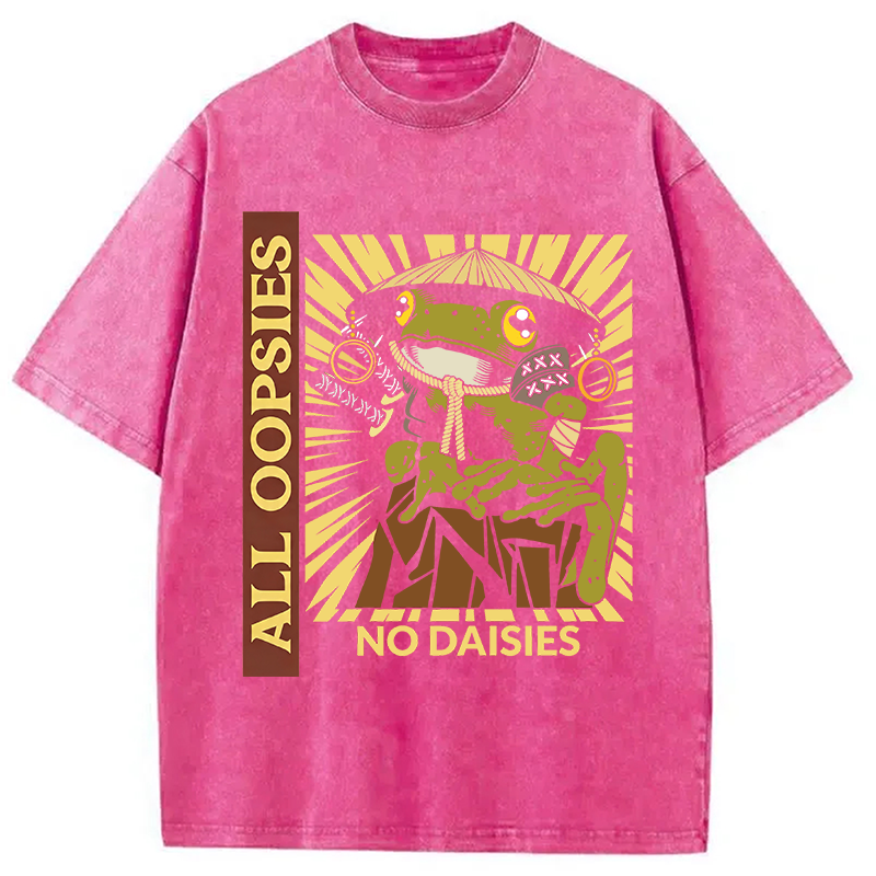 Modecanvas All Oopsies No Daisies Samurai Warrior Frog DTG Printing Washed T-Shirt
