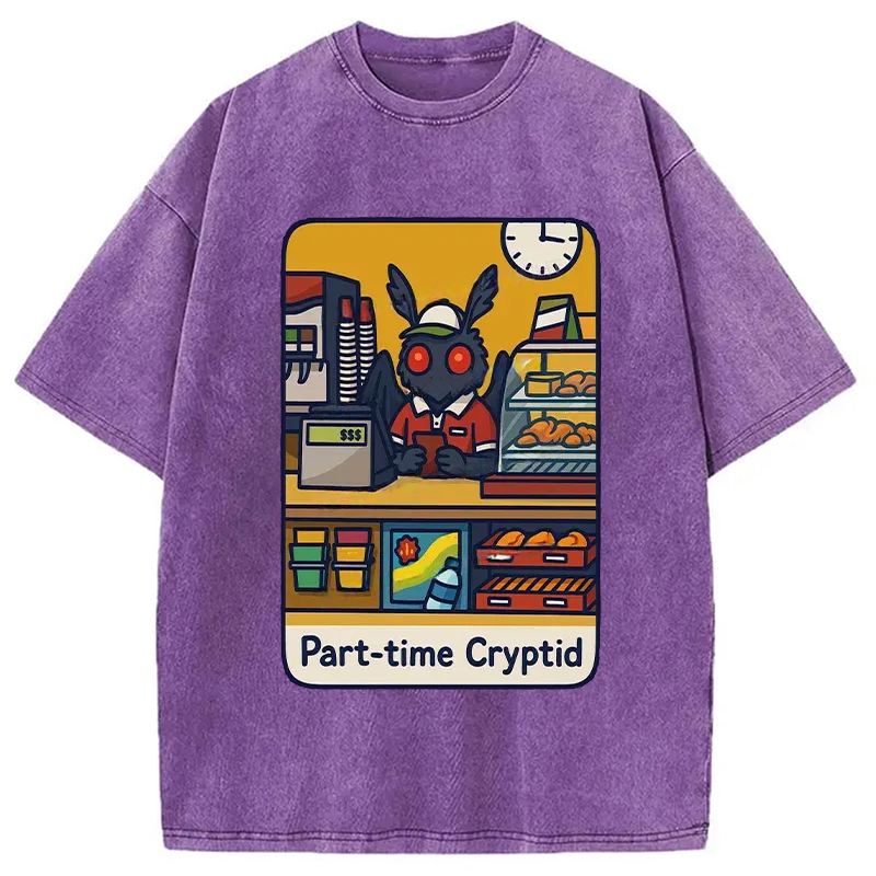 Modecanvas Working Mothman Washed T-Shirt-modecanvas