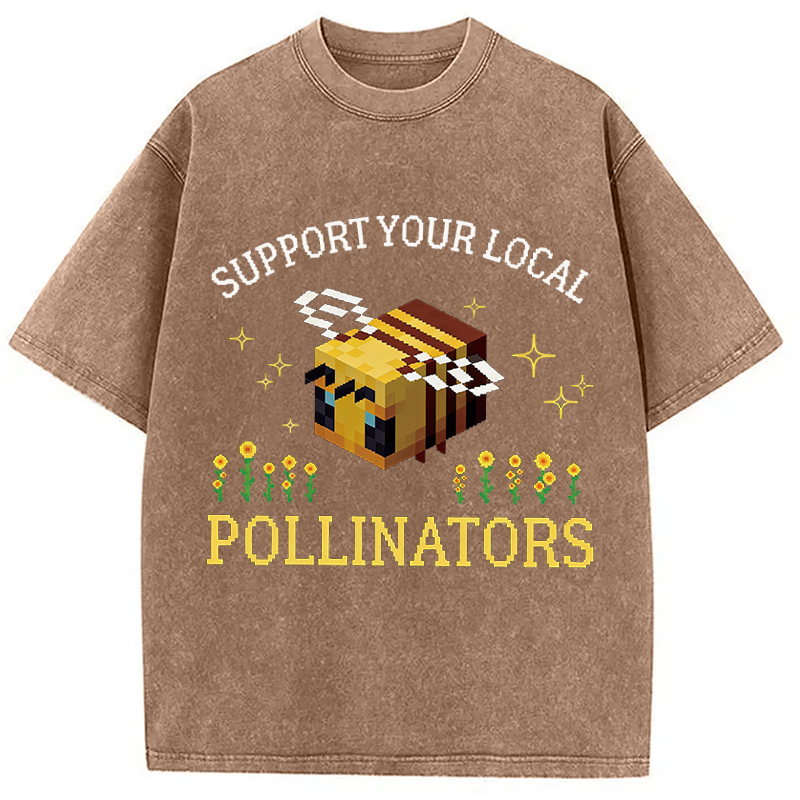 Modecanvas Support Your Local Pollinators DTG Printing Washed T-Shirt