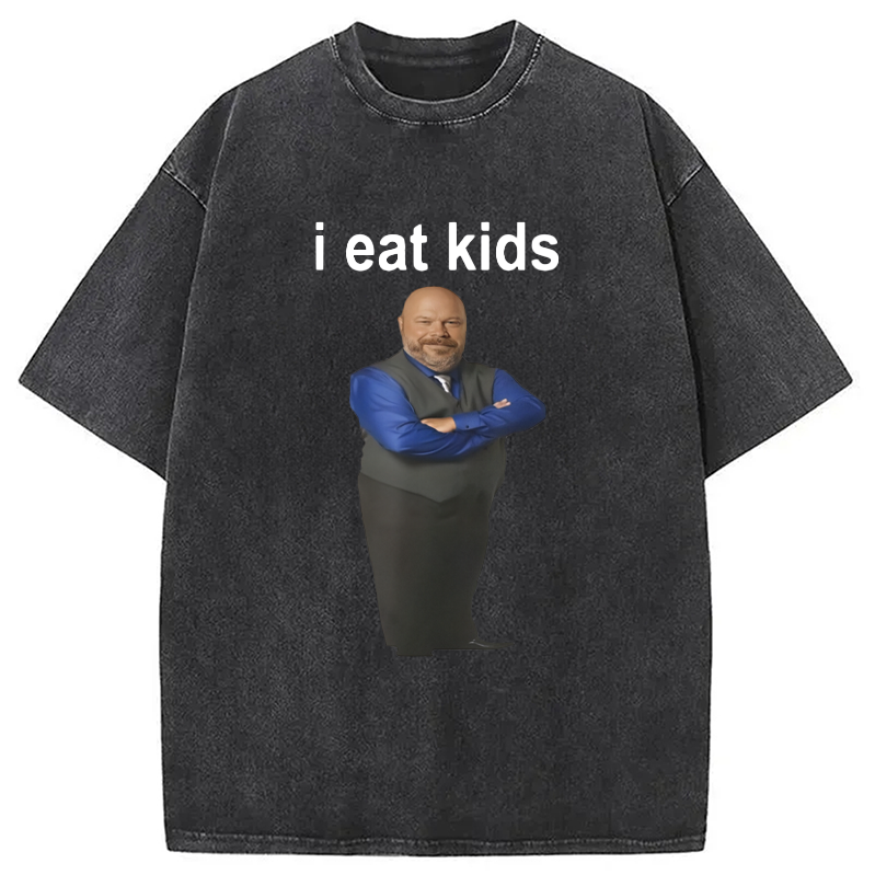 Modecanvas I Eat Kids Meme Washed T-Shirt