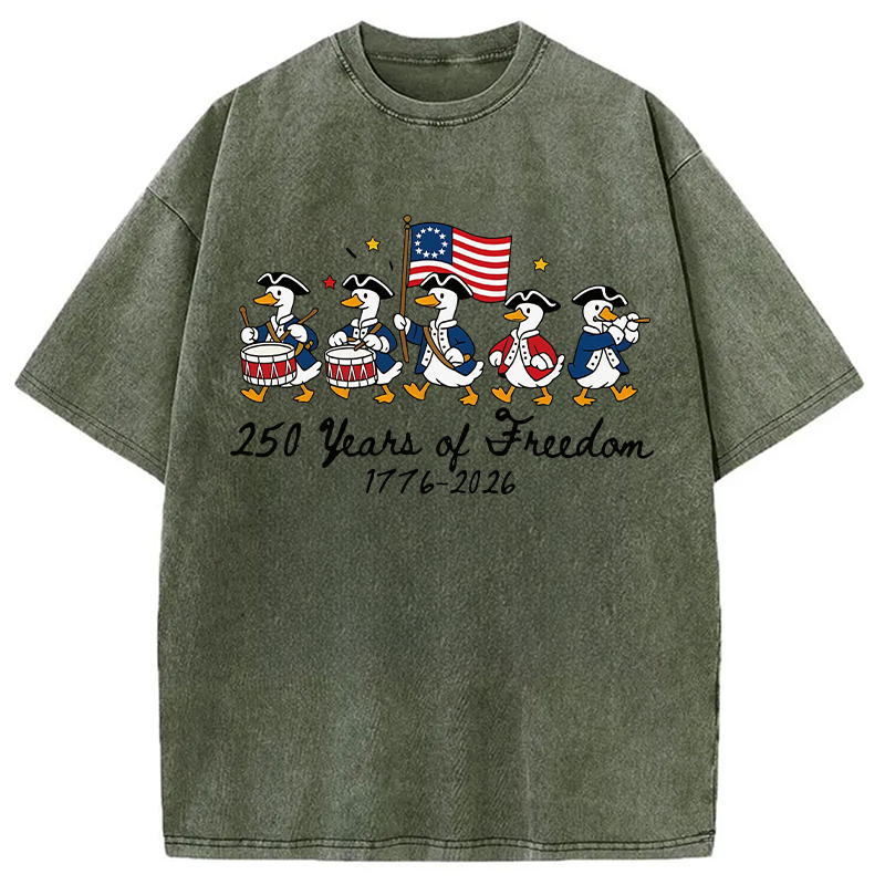 Modecanvas American 250th Anniversary Funny Goose DTG Printing Washed T-Shirt