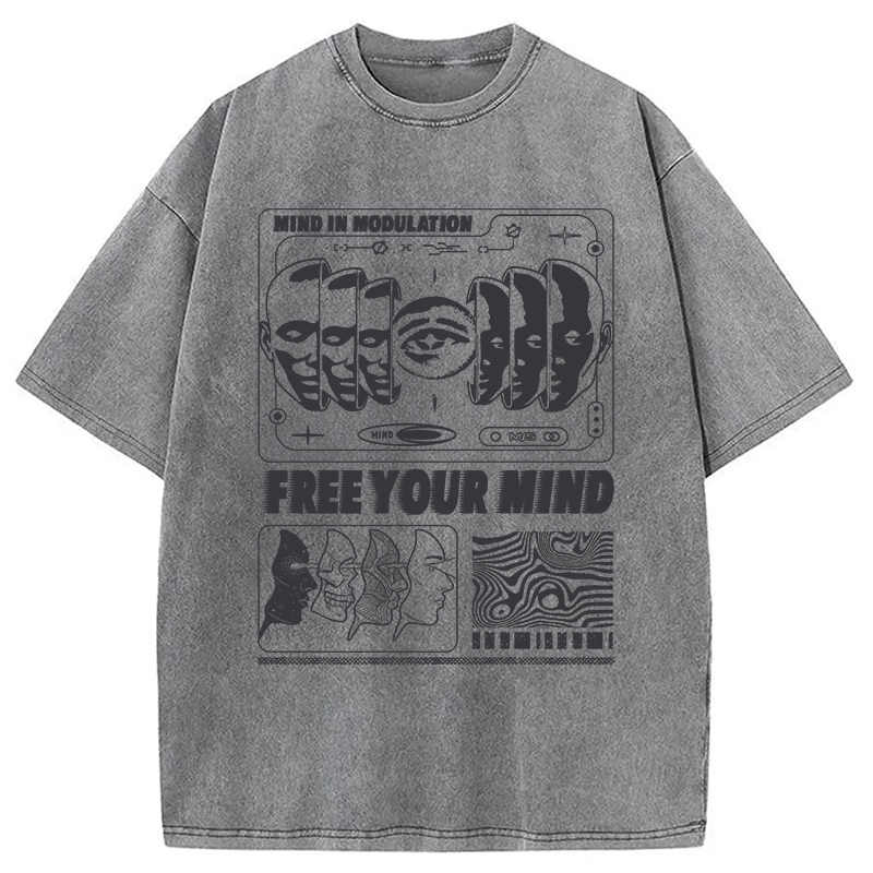 Modecanvas Free Your Mind DTG Printing Washed T-Shirt-modecanvas