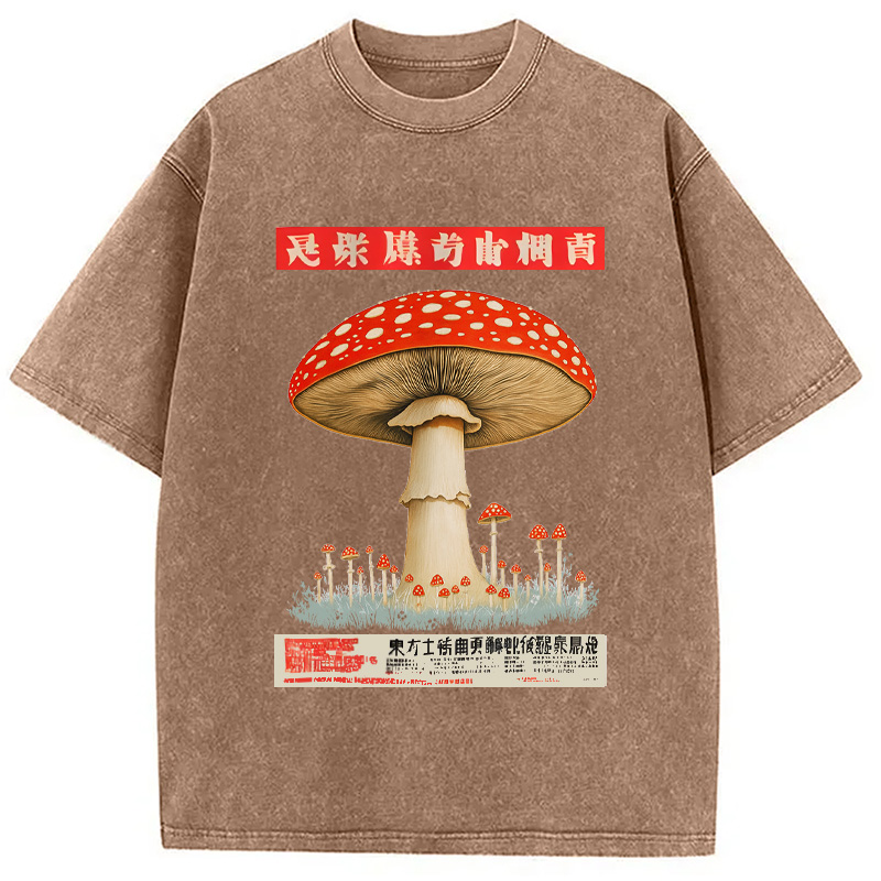 Modecanvas Psychedelic Mushroom Japanese Washed T-Shirt-modecanvas