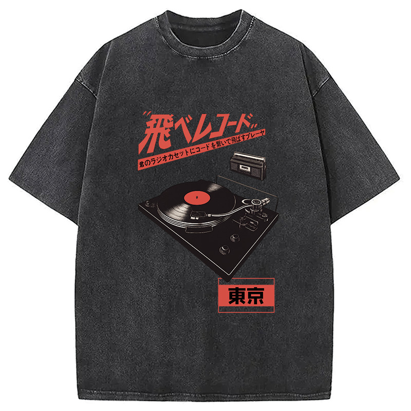 Modecanvas Retro Japanese Tokyo Music Washed T-Shirt