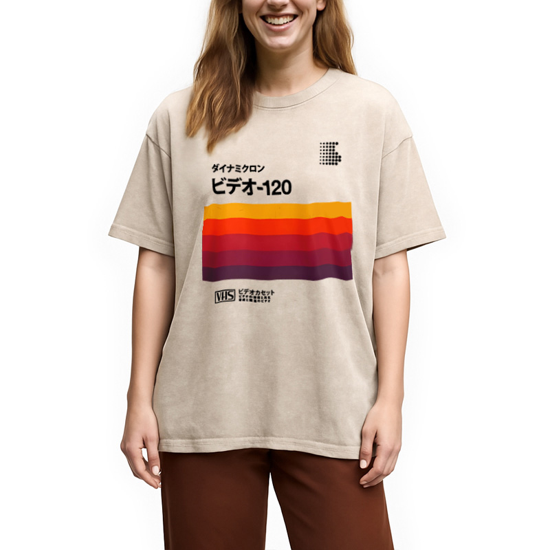 Modecanvas Retro Japanese VHS Cassette Washed T-Shirt